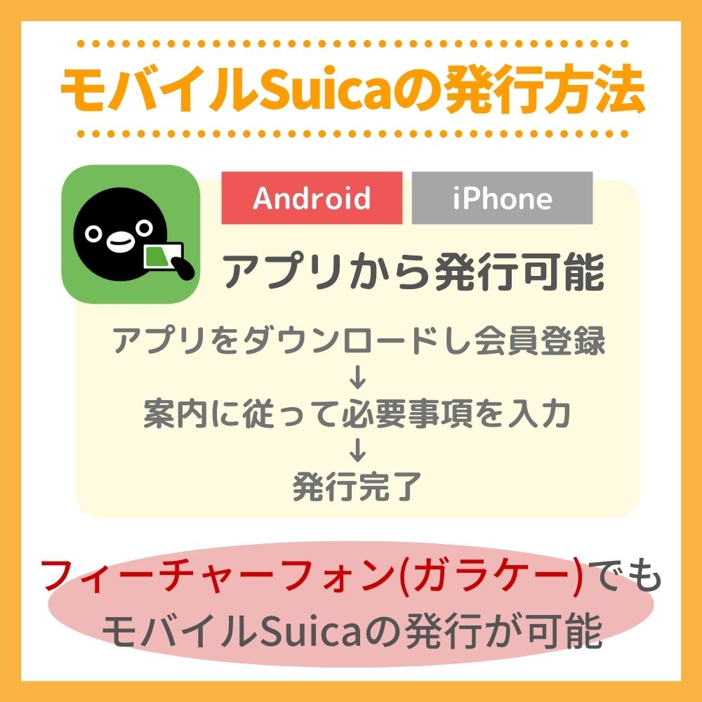 モバイルSuicaの発行方法・作り方