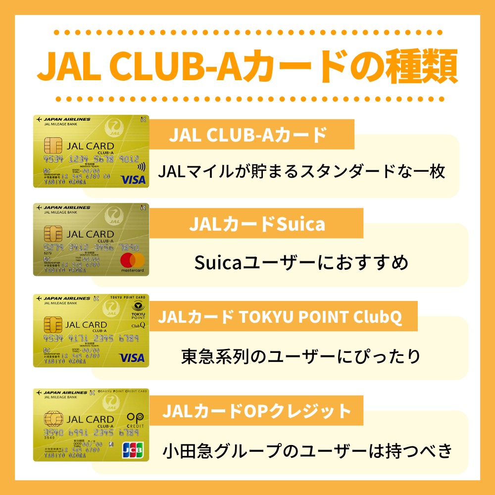 JAL CLUB-Aカードの種類