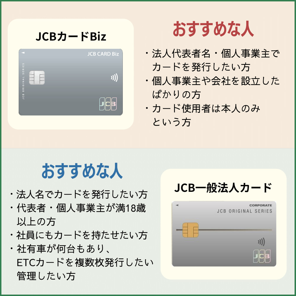 JCBカードBizと通常のJCB一般法人カードの違いを比較｜どちらのビジネスカードがおすすめ？！