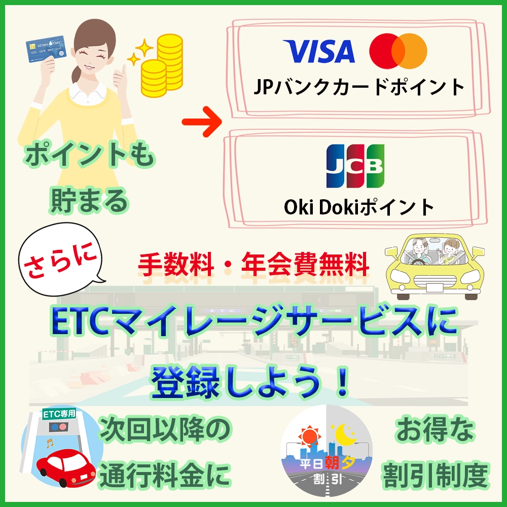 JP BANKカードのETCカードはポイントも貯まる！ETCマイレージも登録しよう！