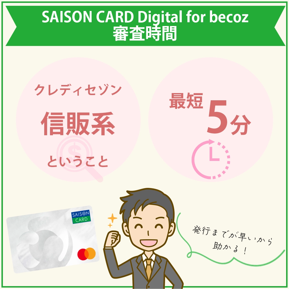 SAISON CARD Digital for becozの審査難易度や審査時間