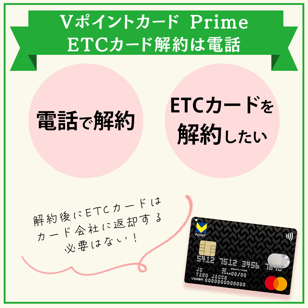 Vポイントカード Prime(旧Tカード Prime)のETCカードを解約する方法｜返却の必要はある？